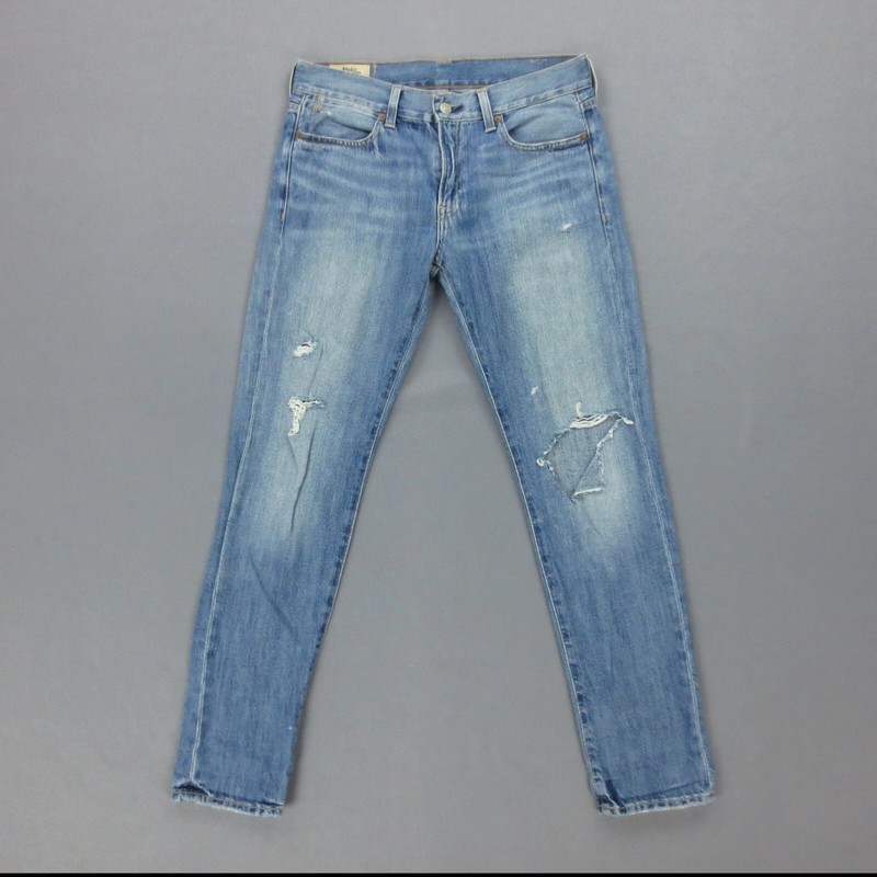 Jean Boyfriend Slim Distressed Polo Ralph Lauren Astor Femme L Bleu Lightwash