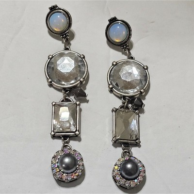 Konplot? Art Deco Iridescent Moonstone Statement Chandelier Earrings