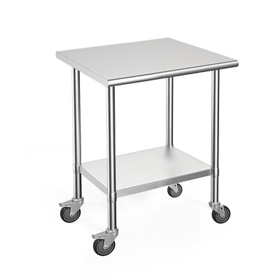 24x24 inch Heavy Duty Stainless Steel Work&Prep Table with 4Casters for Kitchen