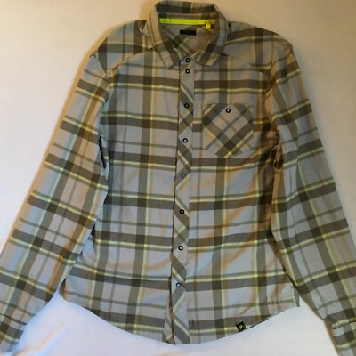 Pearl Izumi Men's Gray Multicolor Plaid Flannel Snap Closure L/S Shirt Medium M