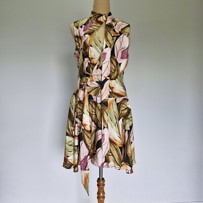 Acler Ridgeway Multicolour Print Linen Blend Wrap  Mini Dress Size 12