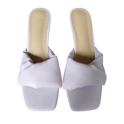 JustFab Caroline Lavender Square Toe Twisted Slide Heels Holiday Party 8.5