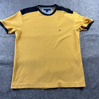 Y2K Tommy Hilfiger Shirt Embroidered Logo TShirt Yellow Size Large Y2K