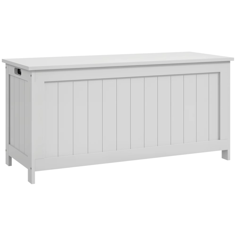 White Storage Bench Wooden Chest Trunk Entryway Living Room Safety Hinges 39.4"