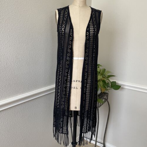 ny collection, long vest cover up, black, size xs | eBay ny collection, long vest cover up, black, size xs | eBay