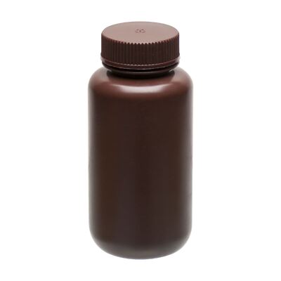 Eisco Labs 500ml Amber Reagent Bottle, Wide Mouth with Screw Cap - HDPE