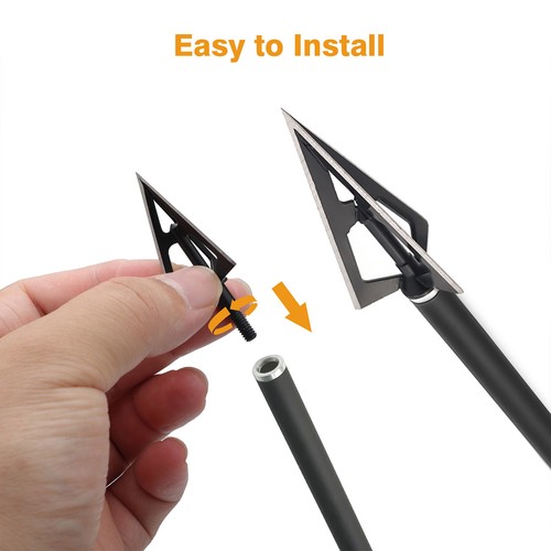 12Pcs Archery Broadheads 3Blade 100Grain Hunting Crossbow Compound Bow Arrow Tip