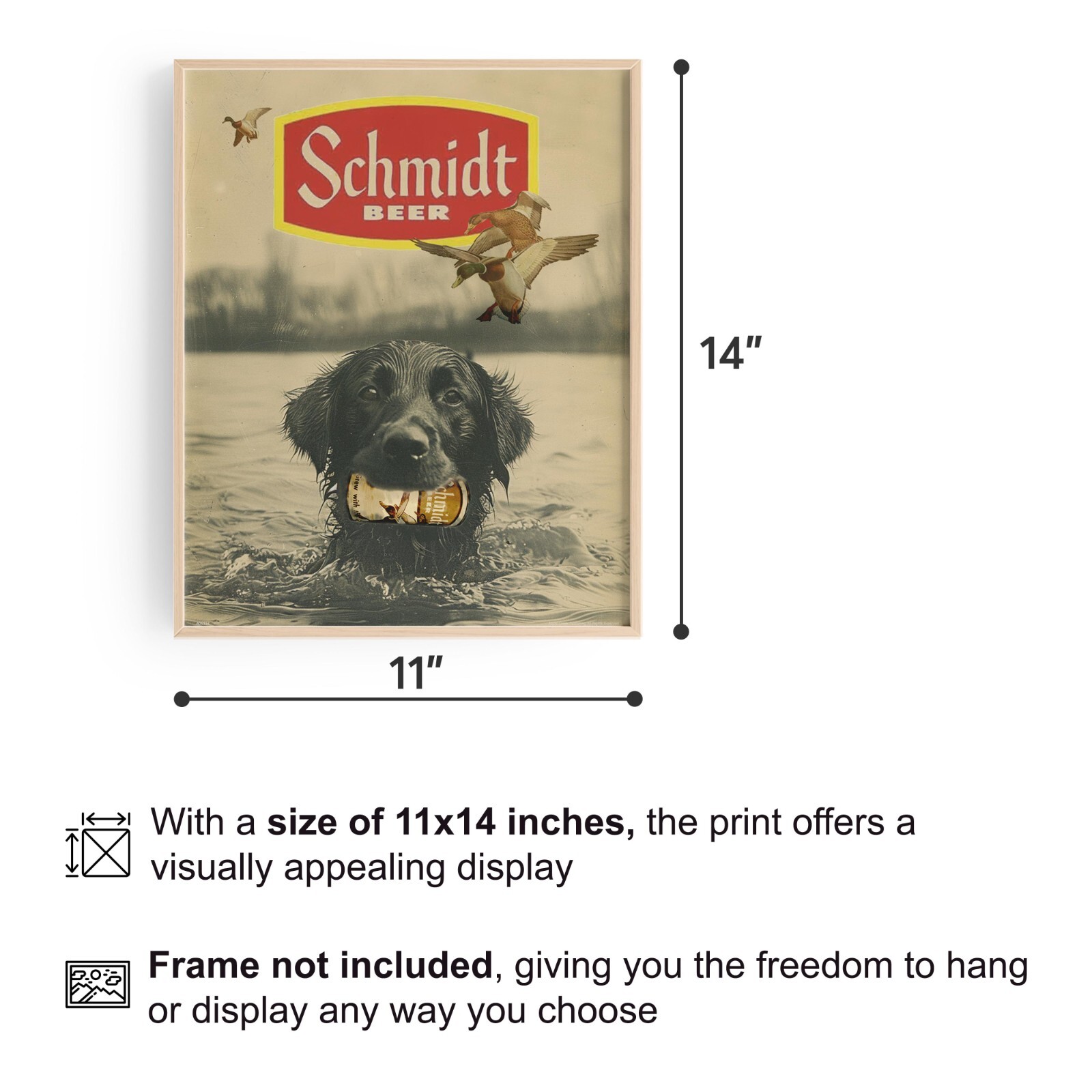 Vintage Schmidt Beer Can Art Print Advertising Sign Breweriana Hunting Artwork