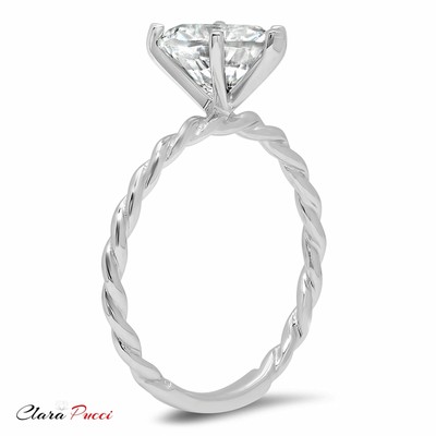 Pre-owned Pucci 2.0ct Heart Rope Knot Synthetic Moissanite Wedding Promise Ring 14k White Gold In White/colorless