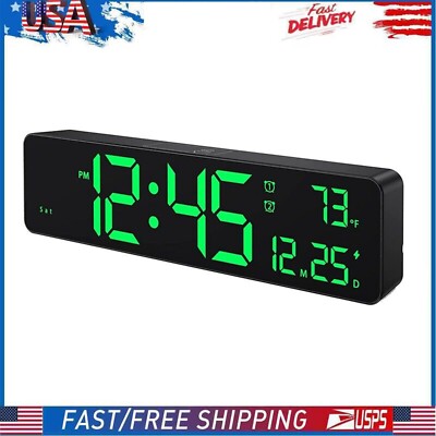 Digital LED Large Display Wall Desk Alarm Clock With Calendar Temperature Date
