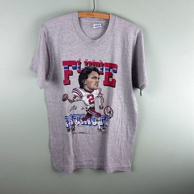 Vintage Salem Sportswear Doug Flutie 1987 Caricature NFL T-Shirt Sz Med Patriots