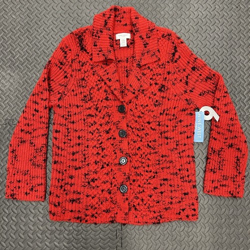 NINE WEST - Nine West カーディガン Nine West Cardigan Womens Sz 3X Acrylic Wool Red Black NEW