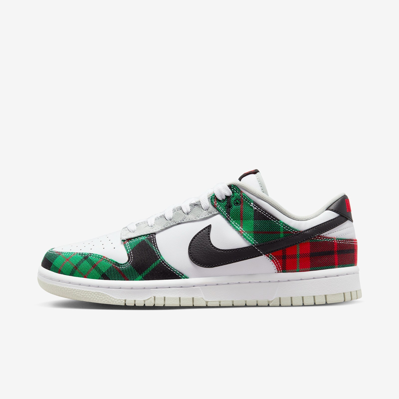 

Кроссовки Nike Dunk Low Retro PRM White and Black DV0827-100 Tartan Plaid Shoes, White/black/white/university red/stadium grey/light silver, Nike Dunk Low Retro PRM White and Black