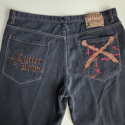 【2plan】24FW★ [LAN ARCHIVE] Dust Cutting Denim Necktie Artful Dodger Cutter Lads Jeans Mens Size 40 FITS 40×34 Y2K