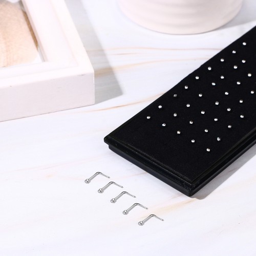 60Pcs 20G L-Shaped CZ Nose Rings Bone Stud Stainless Steel Body Piercing Jewelry