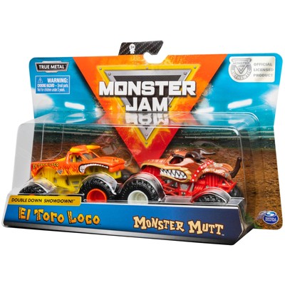El Toro Loco vs Monster Mutt Monster Truck Duo Pack- True Metal 1:64 Scale Di...