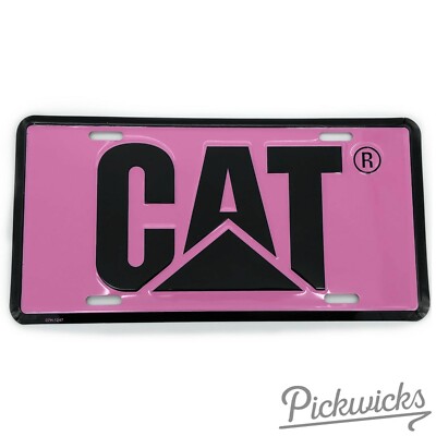NEW - PINK Caterpillar CAT Logo Heavy Equipment 3D Embossed Metal License Plate 