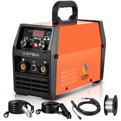 HITBOX MIG Welder 140A Gasless IGBT Inverter 110/220V Stick Tig Welder Flux Core