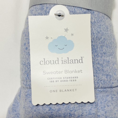 NWT Cloud Island Sweater Baby Blanket Blue Knit Lightweight Ruffled Edge 30”x40”