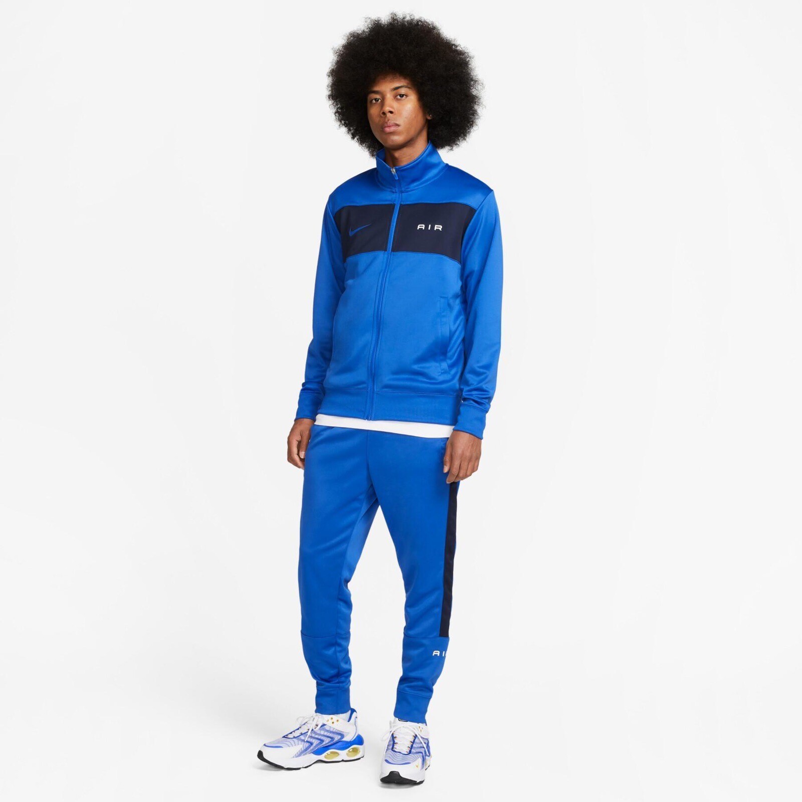 nike tracksuit blue and black