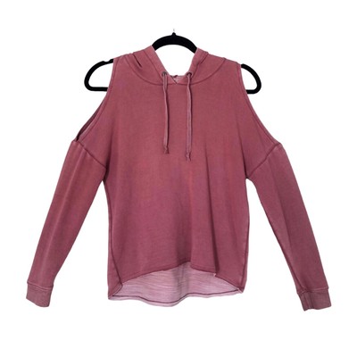 American Eagle Soft Sexy Women's Pink Cold Shoulder Hoodie Size XS Sweatshirt