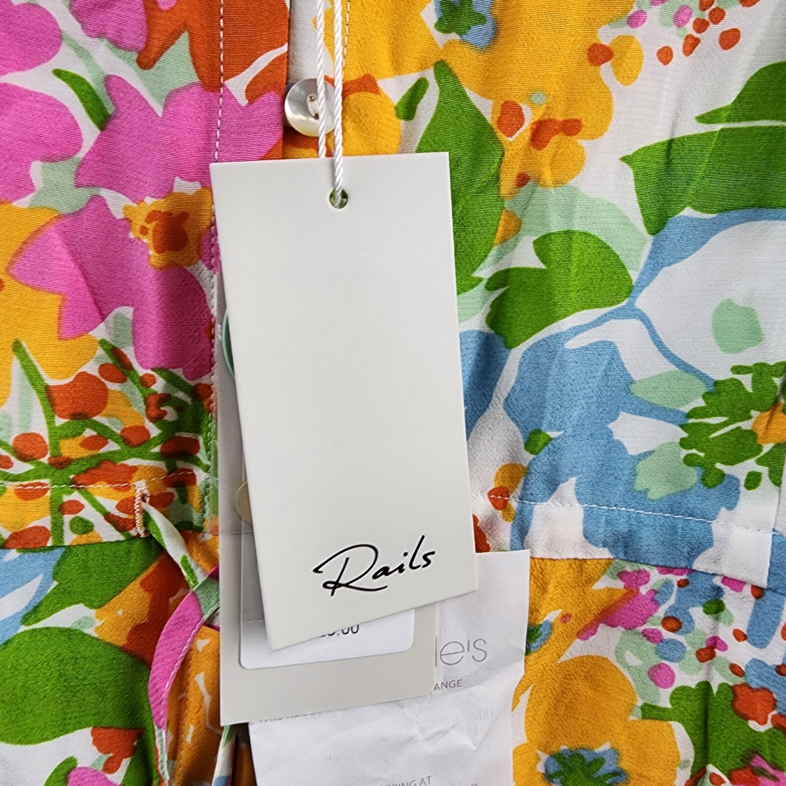 Rails Frida Drawstring Mid-Calf MIDI Floral Dress Women's XL Multi High/Low Hem - Picture 6 of 14