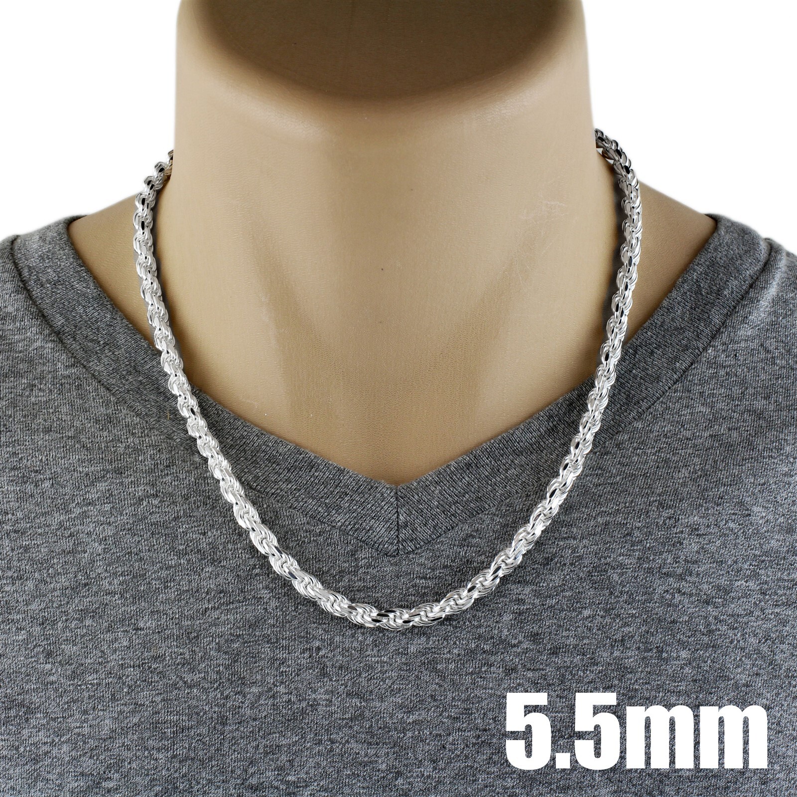Guaranteed 925 Sterling Silver Thick Heavy & Solid Rope Chain Necklace