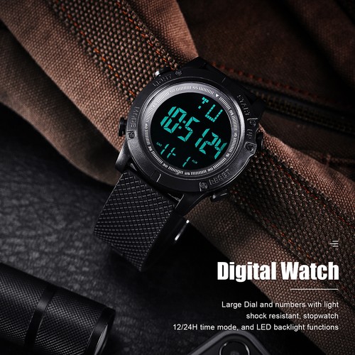Waterproof Digital Sports Watch Military Tactical Men LED Backlight Wristwatch