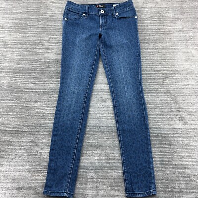 Guess Jeans Sz 26 Womens Medium Rise Jegging Emma Fit Leopard Pattern Blue Denim