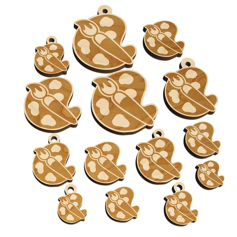 Paintbrush Artist Paint Palette Art Mini Wood Shape Charms Jewelry