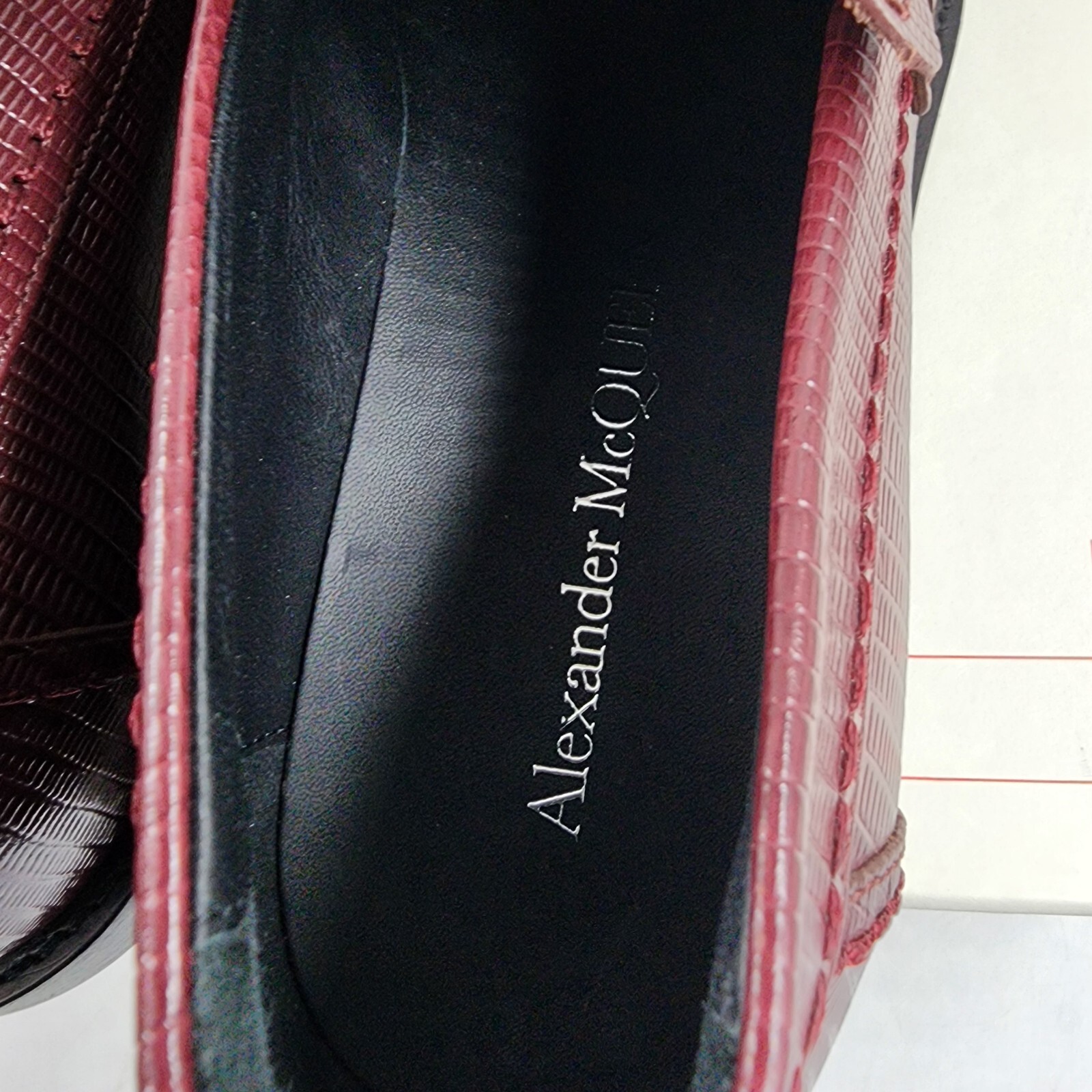 Alexander Mcqueen Croc Embossed Apron Toe Loafers Men's 41/8 US Burgundy - Picture 9 of 18