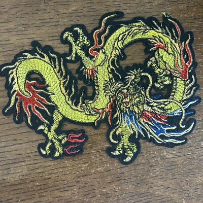 Dragon patch,  Iron on Embroidered  Animal   9x7 Lion Dancing