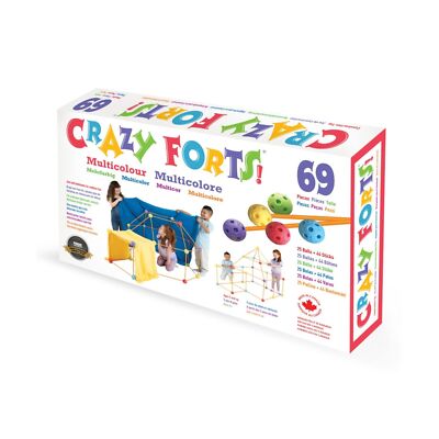 Crazy Forts - 69 Piece Multicolor Fort Building Kit for Kids 5, 6, 7, 8 - Bui...