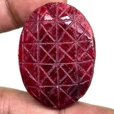 246 Cts Natural Carved Ruby Rich Blood Red Rare Huge Pendant Size Gemstone