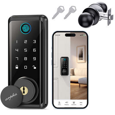 ARPHA Keyless Entry Smart Door Lock＆Handle, Fingerprint Electronic Keypad App