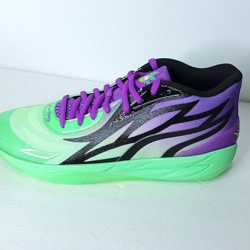 Pre-owned Puma Melo Mb.02 Rick & Morty Pink Green 377411-02 Men Basketball Shoes Size 13