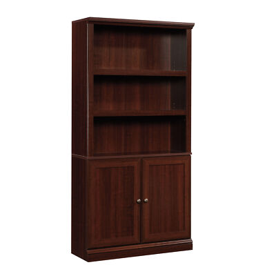 Sauder 426415 5 Shelf Bookcase with Doors, Select Cherry Finish