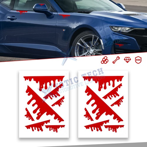 Universal Fit Car Front Rear Decor Decal Bleed Blood Drip Zombie Stickers 2 Pack