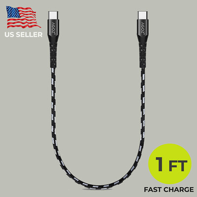 1ft -6inch Short USB C to USB C Charger Cable for Samsung Galaxy S24 S23 S22 S21