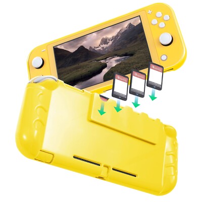 For Nintendo Switch Lite Protective TPU Grip Case Game Card Slot & Stand Yellow