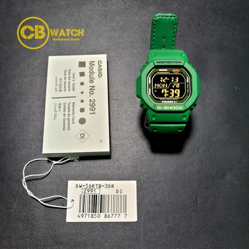 Pre-owned Casio G-shock Black Dial Unisex Watch Dw-56rtb-3 Green Resin Digital