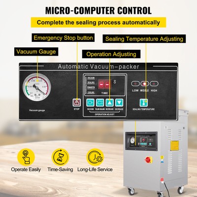 Commercial Vacuum Sealer Extra Deep 200mm Automatic Food Packing Sealing Machine