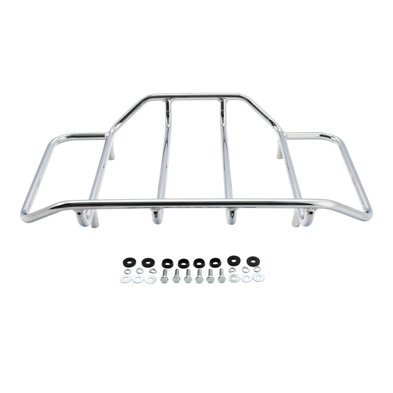 Chrome Trunk Luggage Top Rack Fit For Harley Tour Pak Touring Road Street Glide