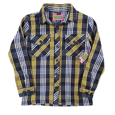 Empyre Shirt Mens Small Blue Yellow Button Flannel Plaid Skater Outdoor NWT