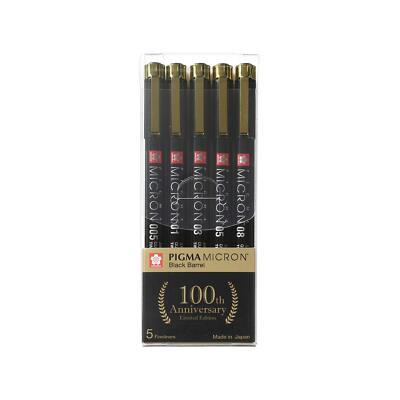 Pigma Micron Black Barrel 5 Fineliners (Set of 5)