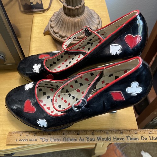 Pleaser Funtasma Contessa Alice in wonderland Court Shoes Dress Hearts Size 7