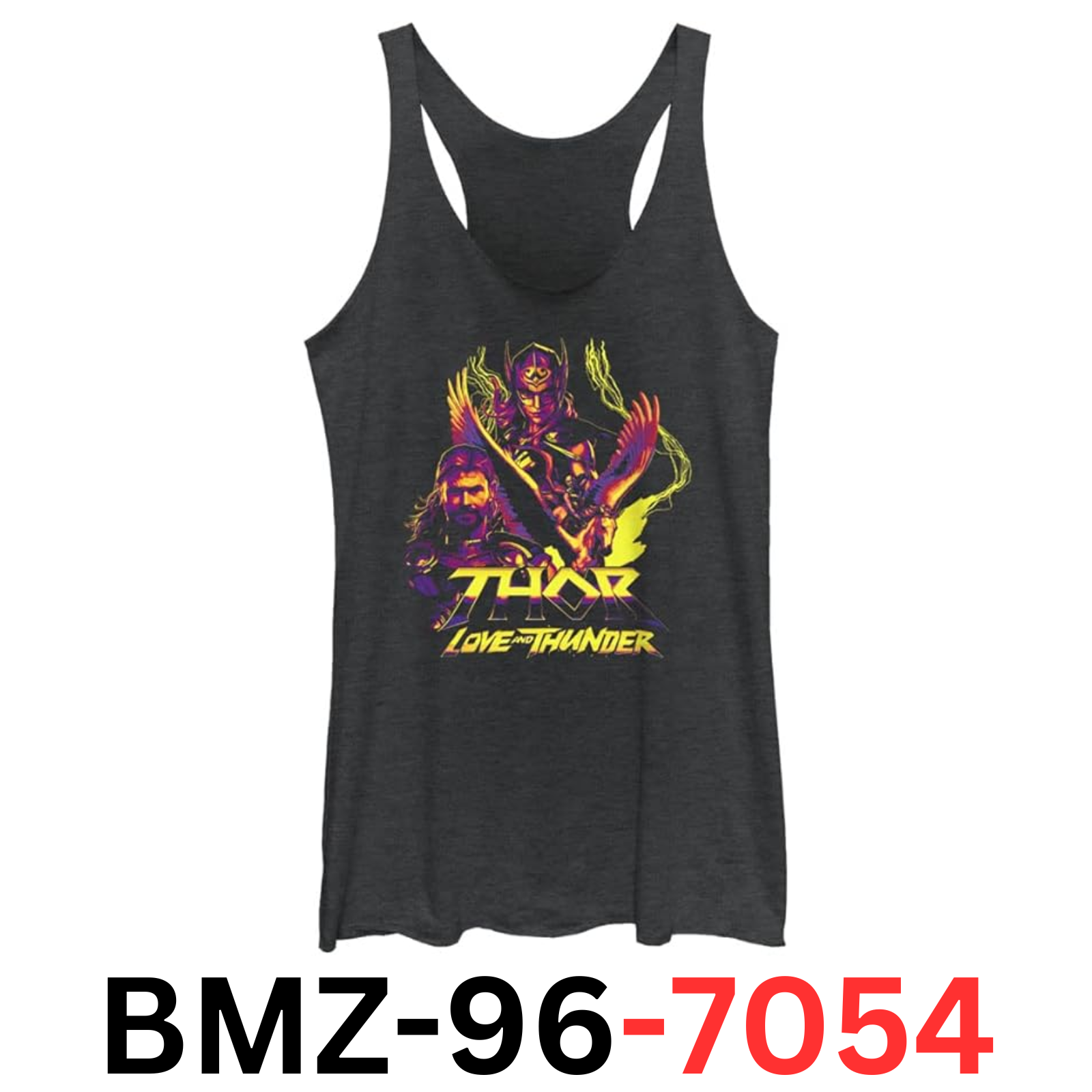 Marvel Thor: Love Thunder Character Pyramid Women's Racerback Tank Top, Black, S