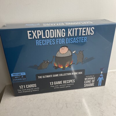 Exploding Kittens Deluxe Game Recipes For Disaster (Sealed) w/ Cone of Shame