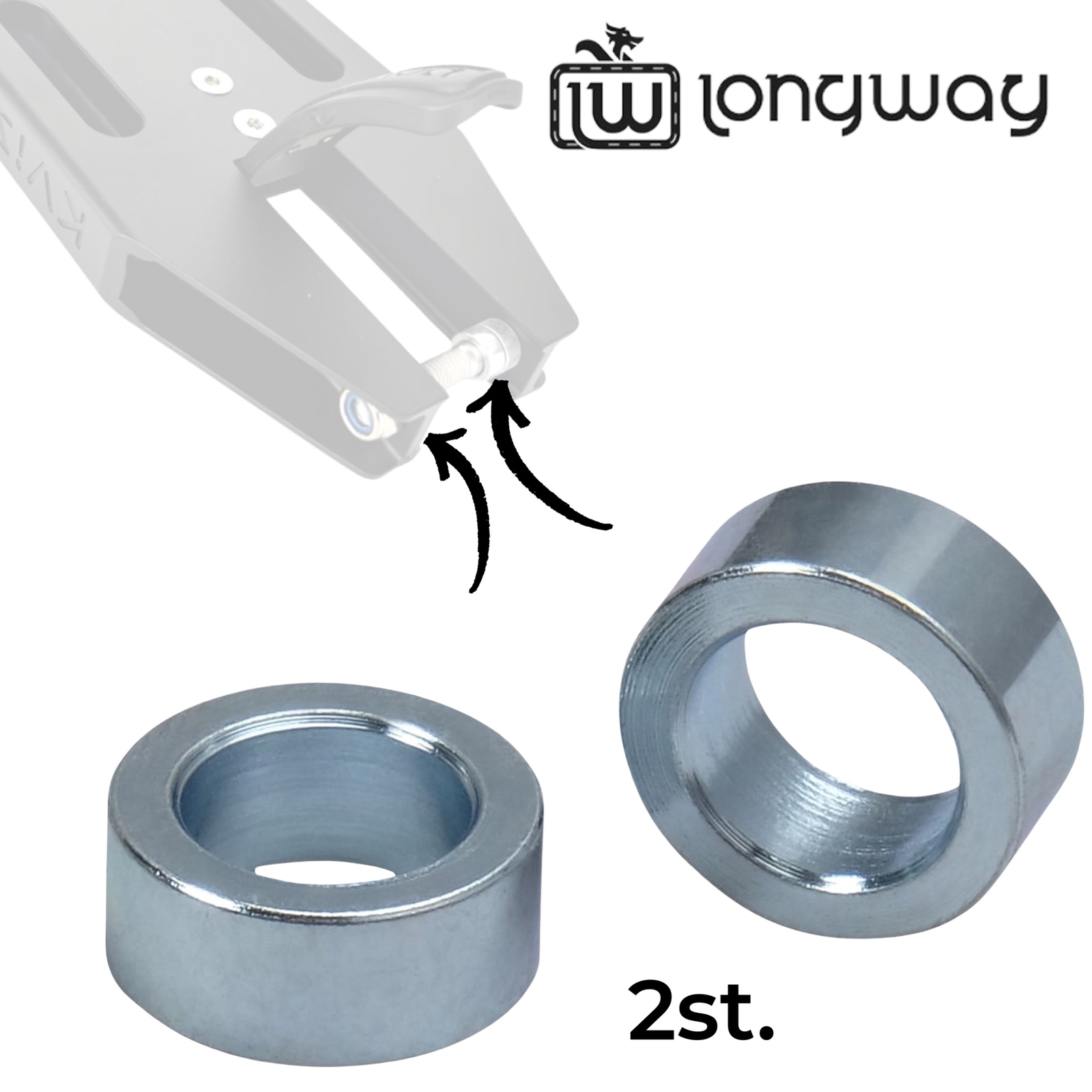 Longway Kaiza Stunt-Scooter Deck Ersatz Einbau Spacer 4,4mm 2.Stück