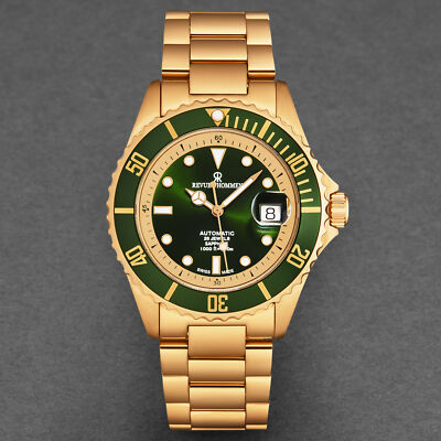 Pre-owned Revue Thommen Men's 'diver' Green Dial Stainless Steel Swiss Watch 17571.2464